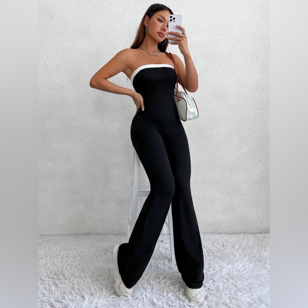 Color Block Tube Sleeveless Jumpsuit